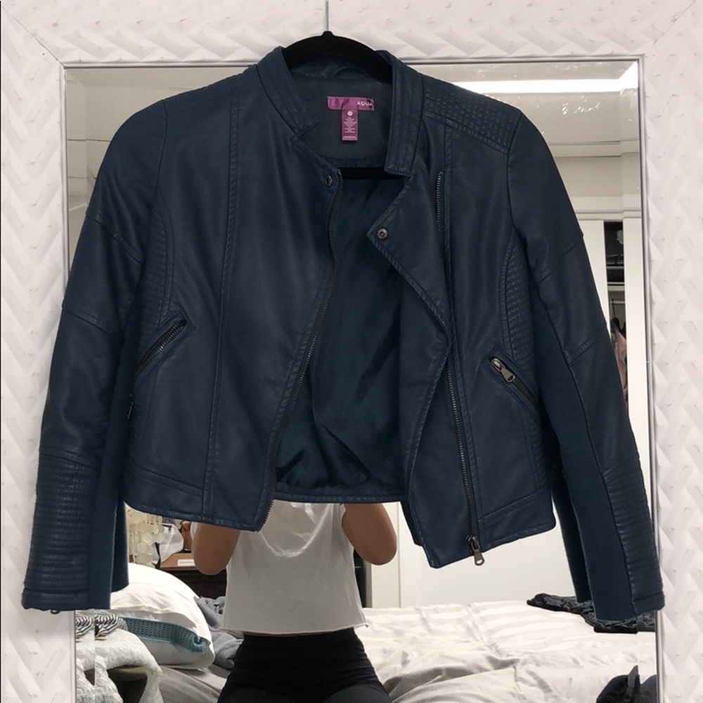 Aqua leather jacket